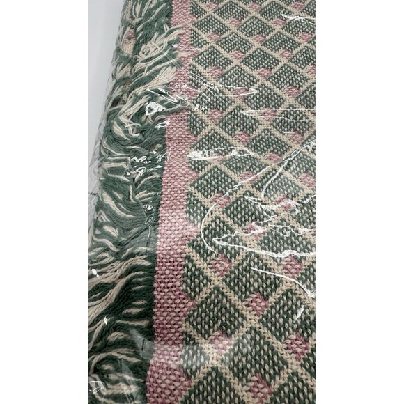 Vtg Cannon Cotton Throw Blanket Cottage Roses NOS Woven Beige Grandma USA - Picture 12 of 14